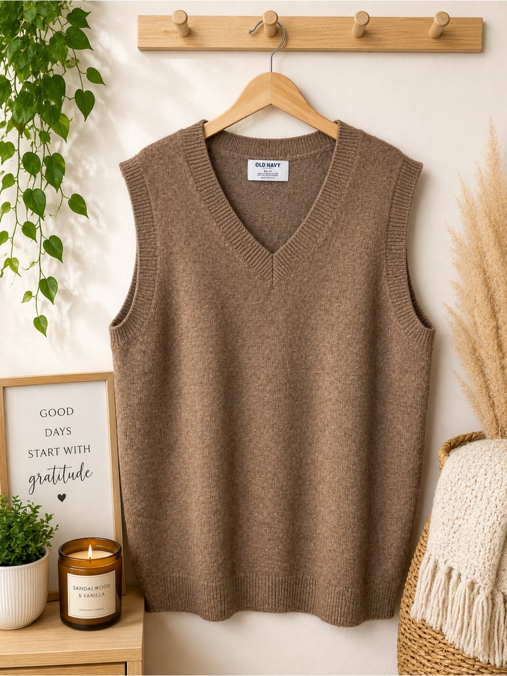Old Navy Women's Knit V-Neck Sweater Mini Dress in Brown